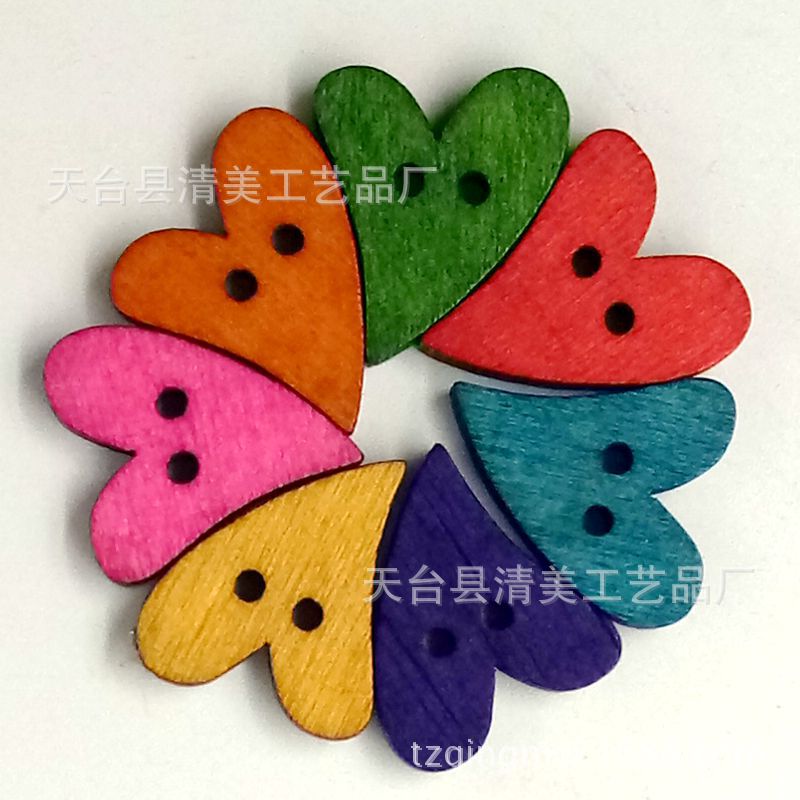 Colorido botón de corazón de melocotón curvo DIY botón de corazón de melocotón de estilo retro 100 piezas/bolso