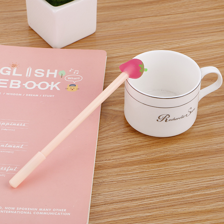 Pluma de gel de fruta creativa Linda pluma de agua de estudiante de aprendizaje papelería suministros de oficina pluma de firma al por mayor