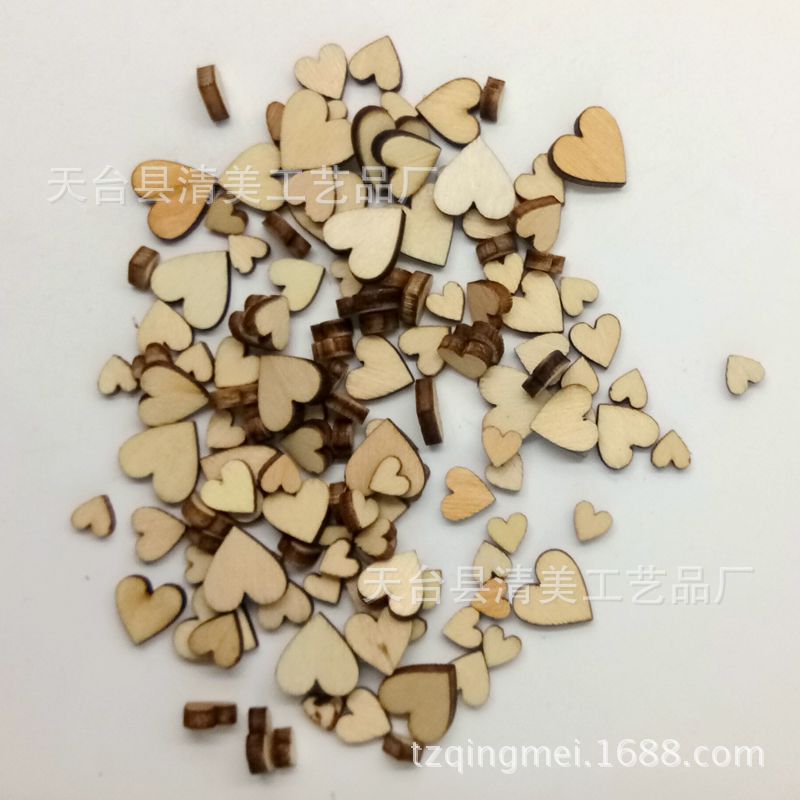 6-12/8-12mm tamaño en forma de corazón botón de tronco corazón de melocotón mezclado pieza decorativa de madera retro