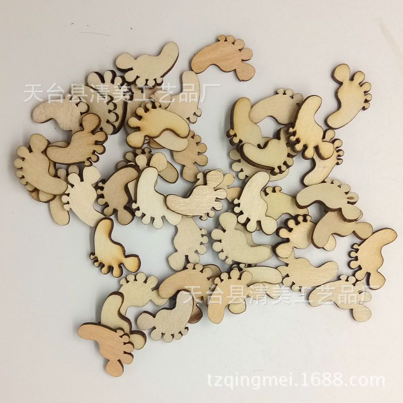 17*21mm ventas directas de fábrica/botones de madera para niños/botones de pies pequeños 50/100/200 por paquete