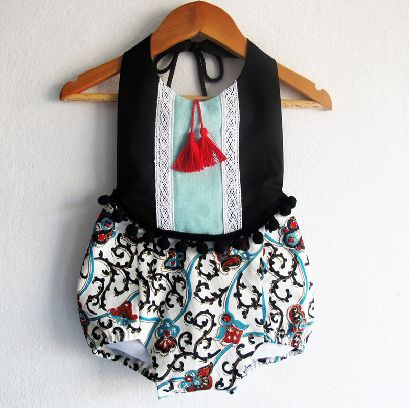 Summer Lantern Pants Romper Baby Infant Romper with Suspenders and Lace Amazon Ins Style