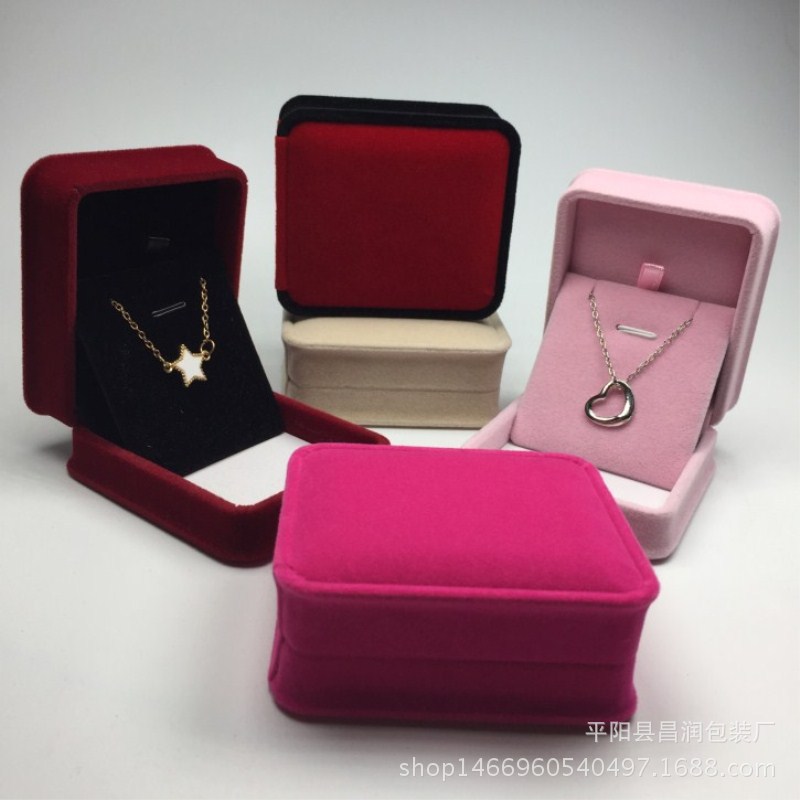 批发新款高端绒布吊坠盒 项链盒 珠宝首饰盒 饰品盒 包装盒厂