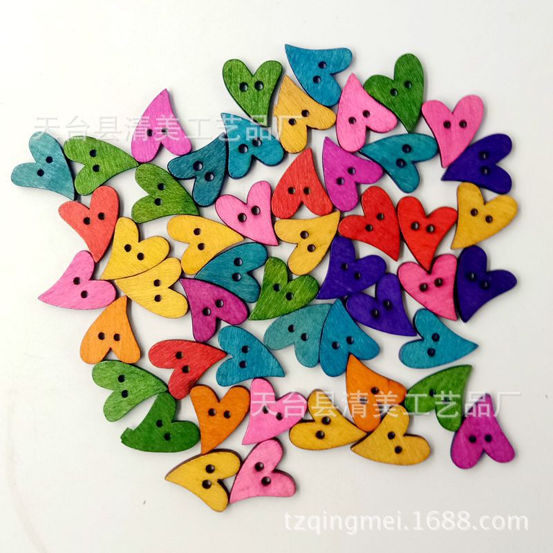 Colorido botón de corazón de melocotón curvo DIY botón de corazón de melocotón de estilo retro 100 piezas/bolso