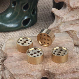 厂家批发黄铜香立多孔香插香炉配件香盘九孔香座中式简约摆件线香