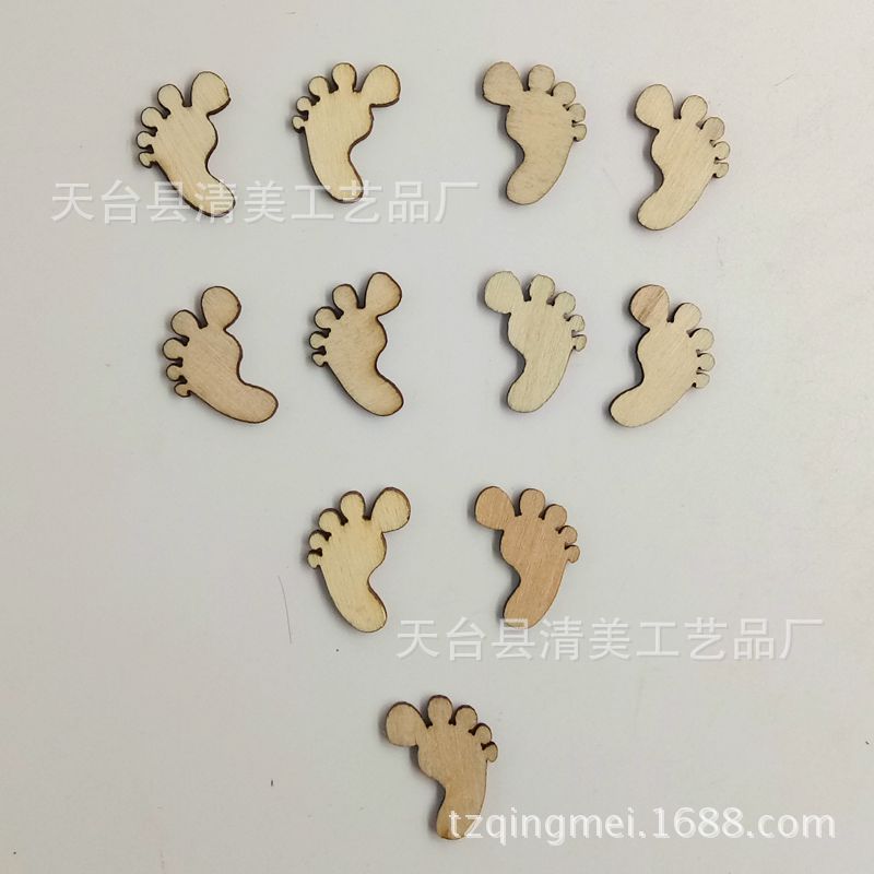 17*21mm ventas directas de fábrica/botones de madera para niños/botones de pies pequeños 50/100/200 por paquete