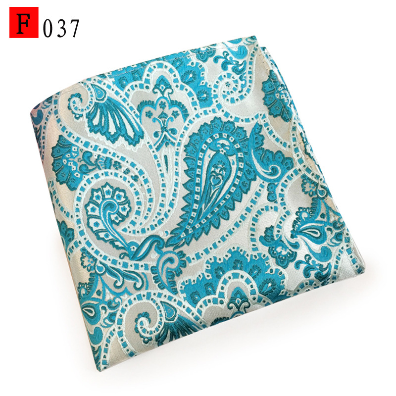 En stock suministro de poliéster jacquard puntos de anacardo moda casual Toalla de bolsillo de los hombres pequeña bufanda cuadrada pañuelo Toalla de pecho