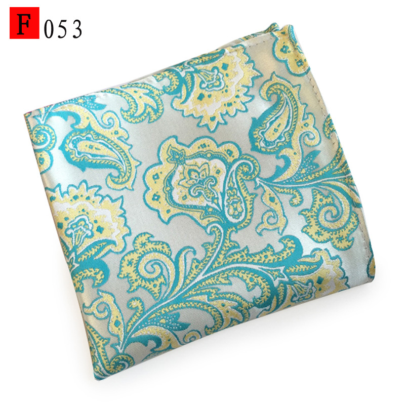 En stock suministro de poliéster jacquard puntos de anacardo moda casual Toalla de bolsillo de los hombres pequeña bufanda cuadrada pañuelo Toalla de pecho