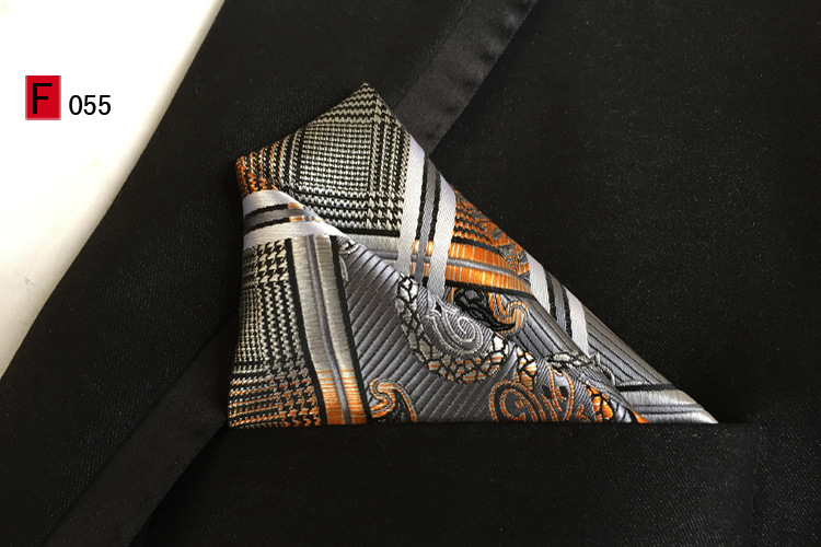 En stock suministro de poliéster jacquard puntos de anacardo moda casual Toalla de bolsillo de los hombres pequeña bufanda cuadrada pañuelo Toalla de pecho