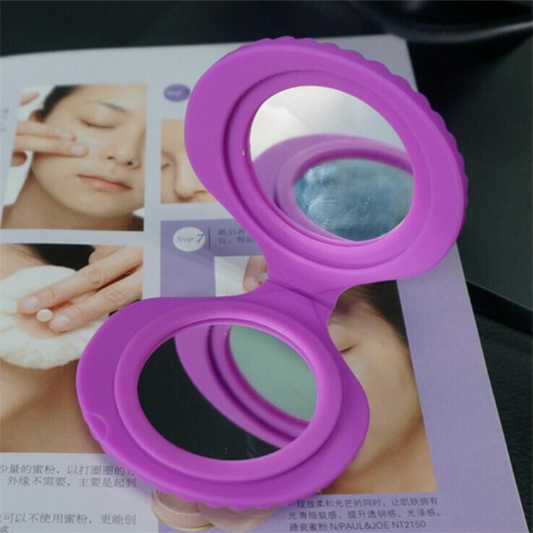 Mini Espejo de Maquillaje Plegable Concha de Silicona Plegable, Portátil para Maquillaje