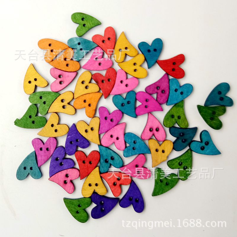 Colorido botón de corazón de melocotón curvo DIY botón de corazón de melocotón de estilo retro 100 piezas/bolso