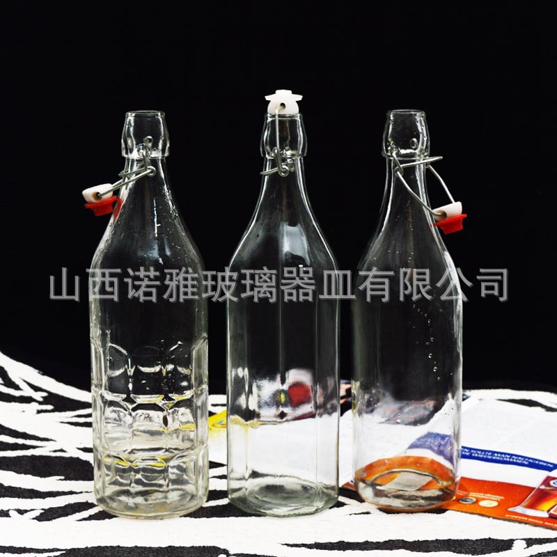 厂家直销带卡扣密封玻璃油瓶酱油醋玻璃瓶饮料酵素透明卡扣泡酒瓶