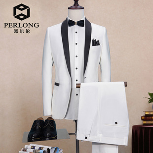 [Cross-Border] Men's Business White Suit Two-Piece Suit Large Size Suit Groomsmen Groom Wedding Dress Light Business
