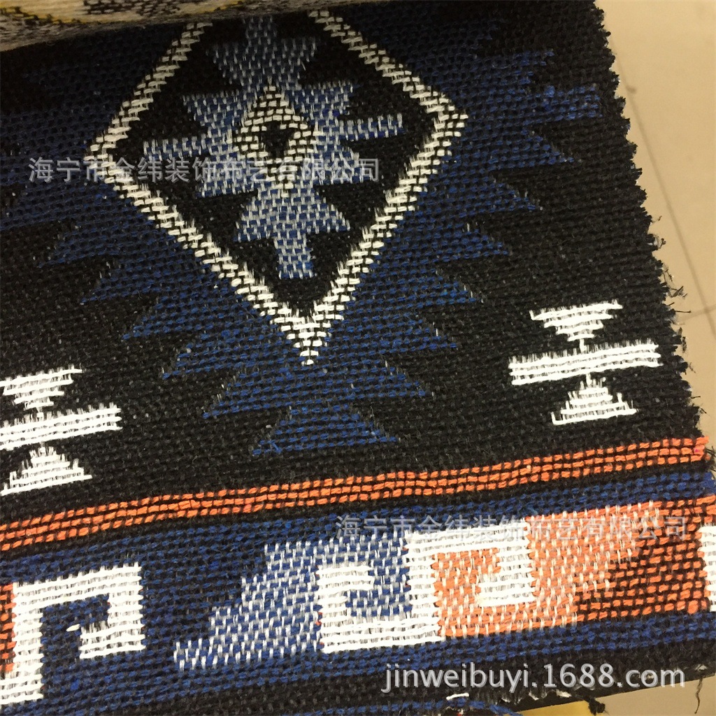 【厂家直销】土布民族风几何花型条纹波浪狗牙齿菱形格棉麻布涤棉