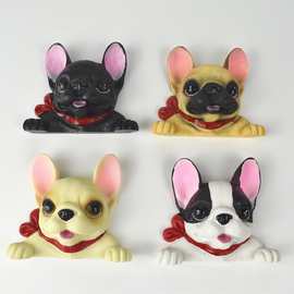 树脂狗狗开关贴冰箱贴 卡通萌宠法斗犬 家居装饰创意礼品