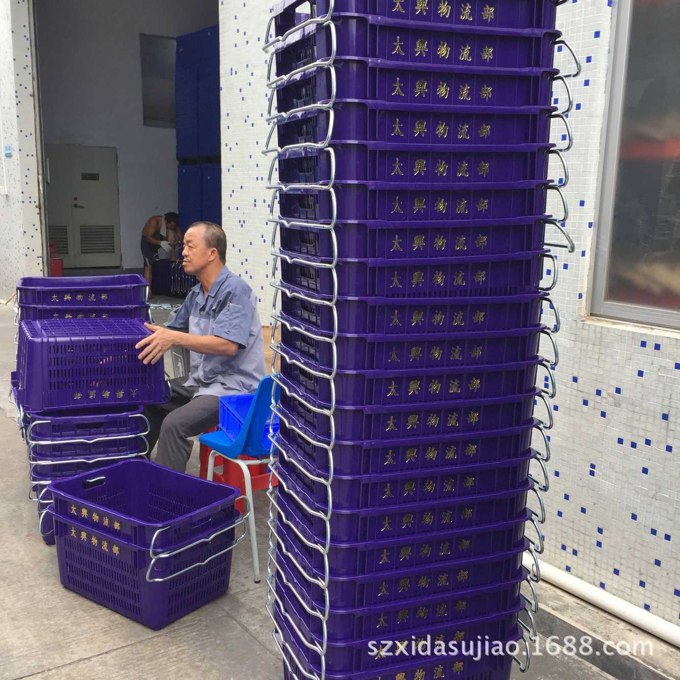 厂家批发 水果蔬菜有耳车间周转框加强型广西运输塑料周转箩