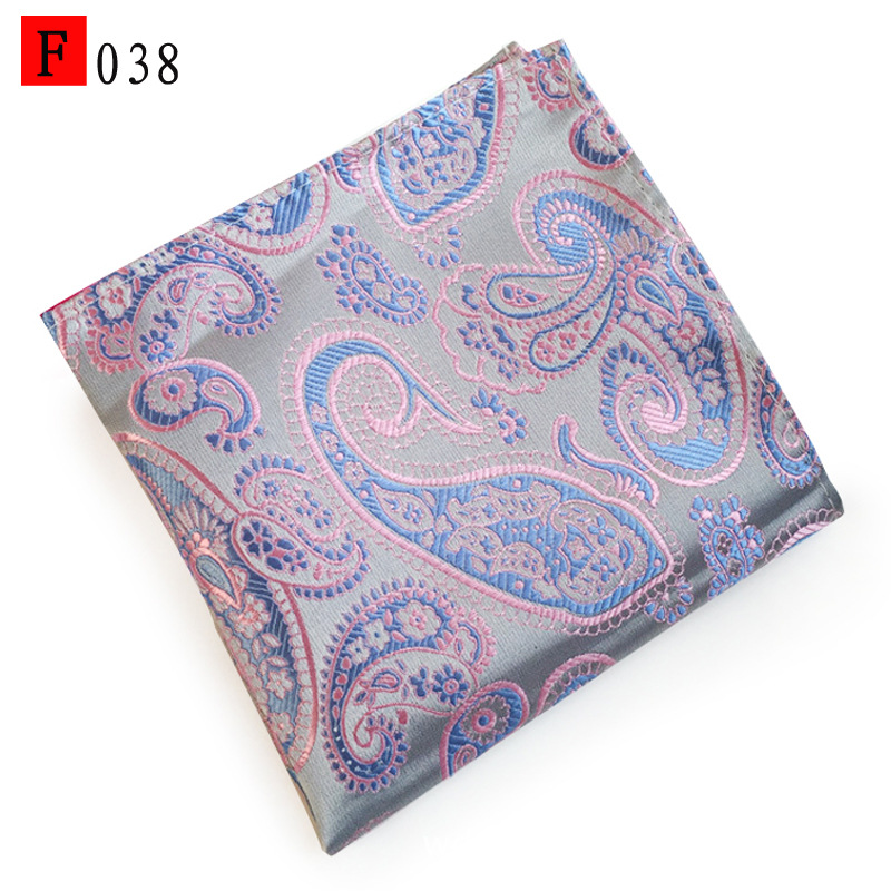 En stock suministro de poliéster jacquard puntos de anacardo moda casual Toalla de bolsillo de los hombres pequeña bufanda cuadrada pañuelo Toalla de pecho