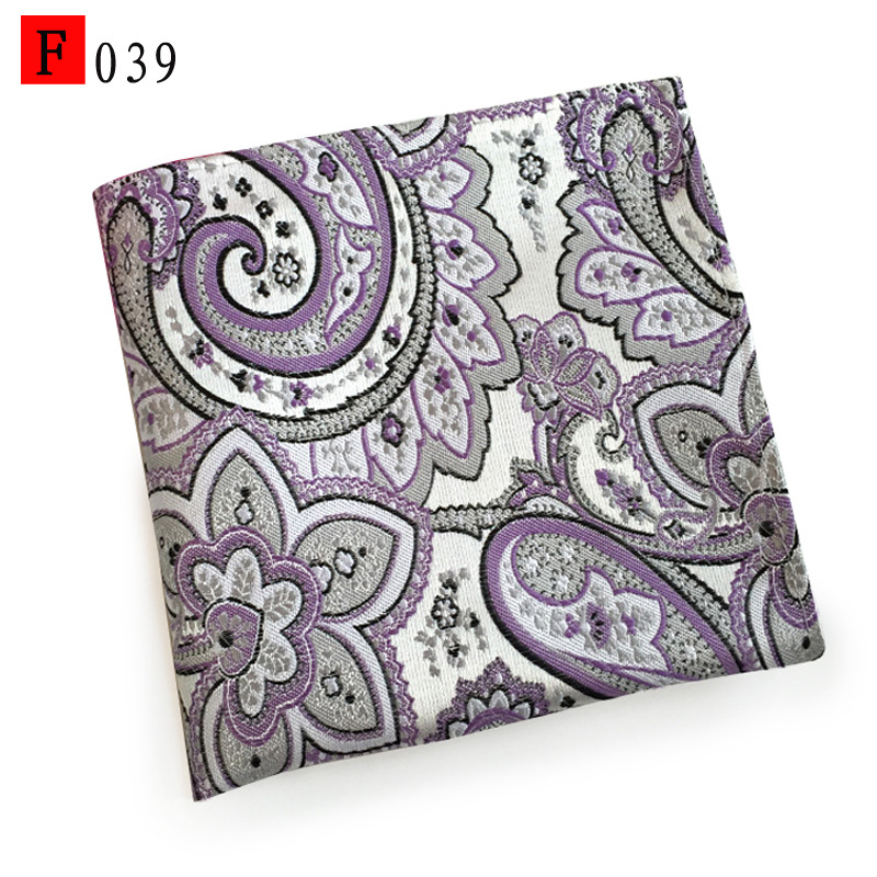 En stock suministro de poliéster jacquard puntos de anacardo moda casual Toalla de bolsillo de los hombres pequeña bufanda cuadrada pañuelo Toalla de pecho