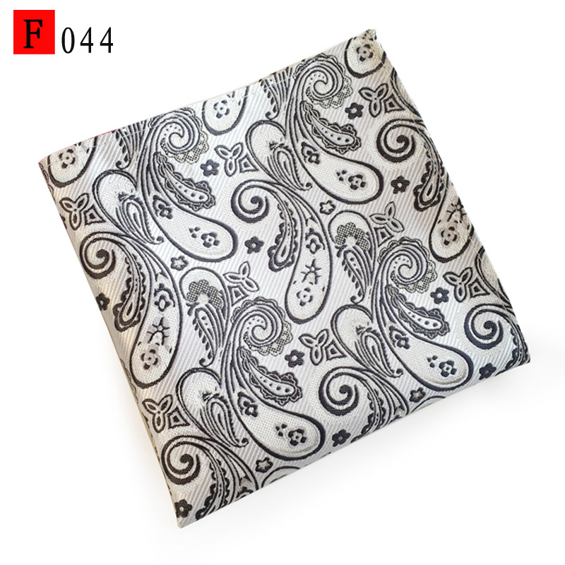 En stock suministro de poliéster jacquard puntos de anacardo moda casual Toalla de bolsillo de los hombres pequeña bufanda cuadrada pañuelo Toalla de pecho