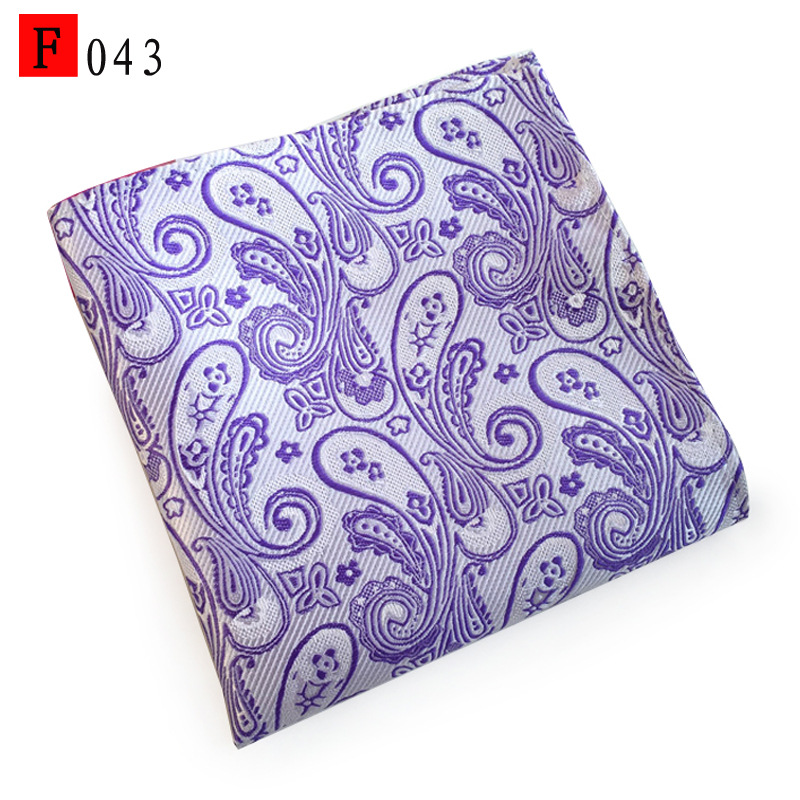 En stock suministro de poliéster jacquard puntos de anacardo moda casual Toalla de bolsillo de los hombres pequeña bufanda cuadrada pañuelo Toalla de pecho