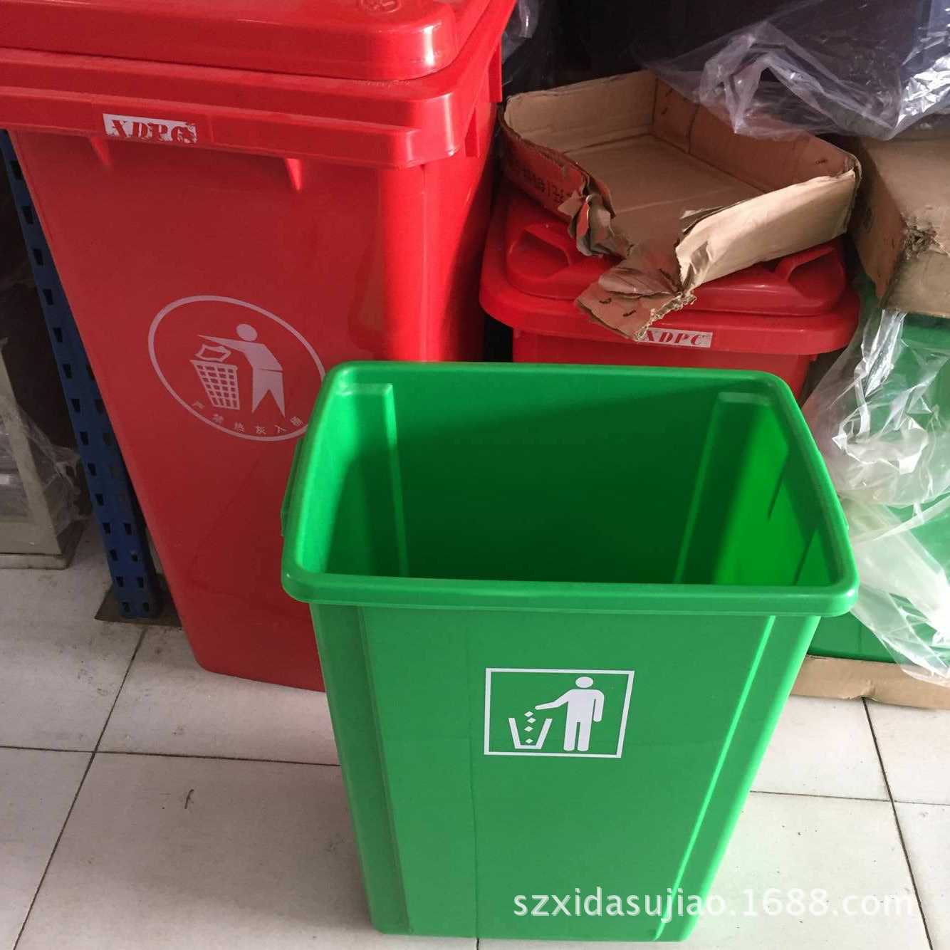 厂家批发小区户外环卫垃圾桶 60 L 塑料垃圾箱 环保弹盖垃圾桶