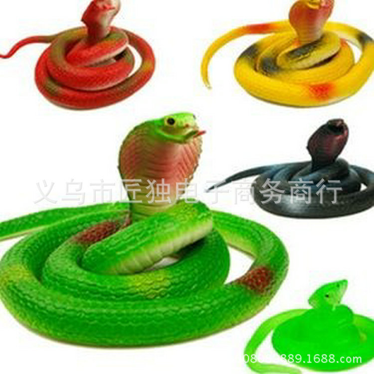 Cross-Border Hot-Selling Realistic Rubber Snake 75cm Creative Soft Rubber Snake Prank Fake Snake Halloween Prank Toy Snake