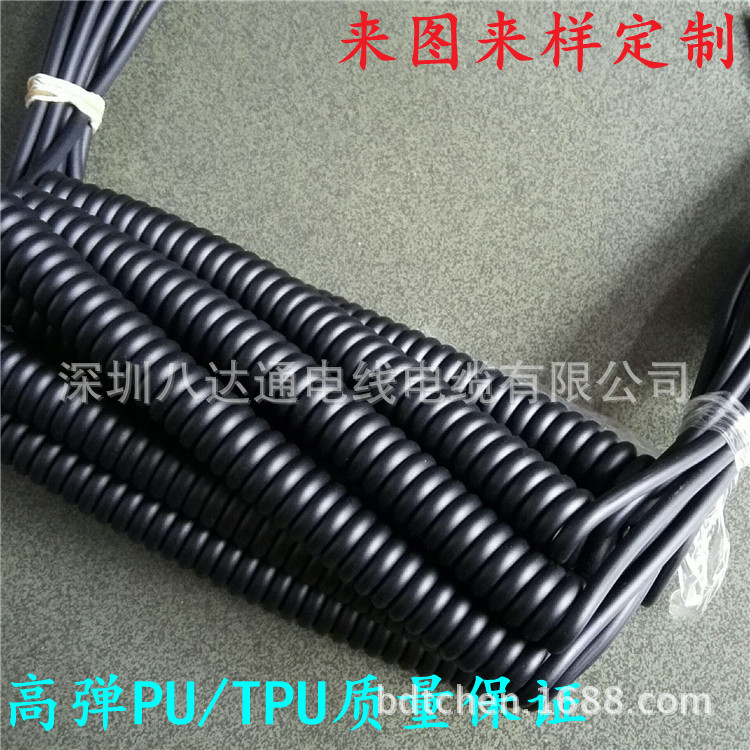定制耐寒低温TPU234芯弹簧线抽线卷线加工螺旋线厂家抗干扰屏蔽线