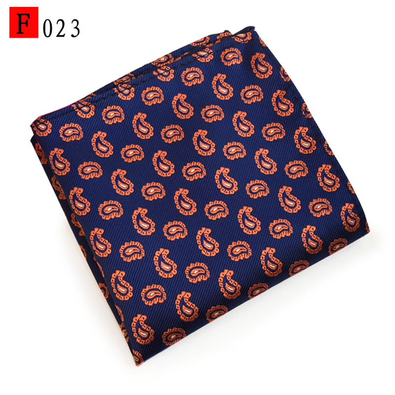 En stock suministro de poliéster jacquard puntos de anacardo moda casual Toalla de bolsillo de los hombres pequeña bufanda cuadrada pañuelo Toalla de pecho