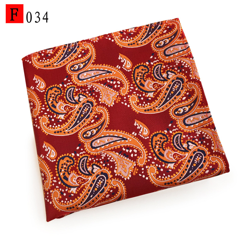 En stock suministro de poliéster jacquard puntos de anacardo moda casual Toalla de bolsillo de los hombres pequeña bufanda cuadrada pañuelo Toalla de pecho