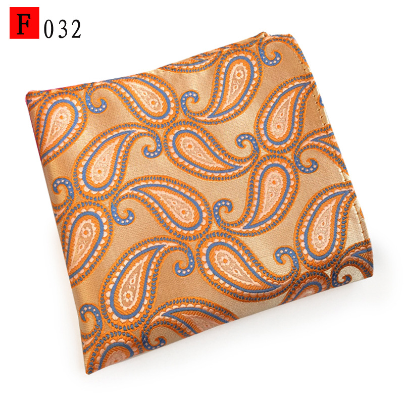 En stock suministro de poliéster jacquard puntos de anacardo moda casual Toalla de bolsillo de los hombres pequeña bufanda cuadrada pañuelo Toalla de pecho