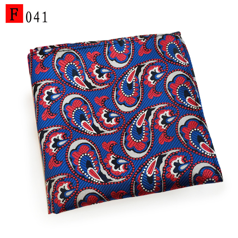 En stock suministro de poliéster jacquard puntos de anacardo moda casual Toalla de bolsillo de los hombres pequeña bufanda cuadrada pañuelo Toalla de pecho