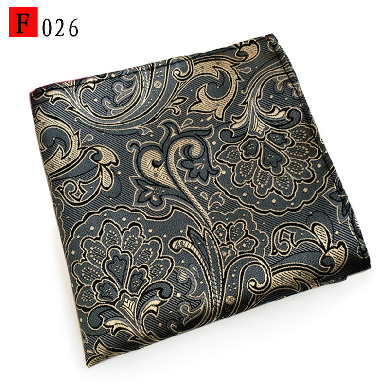 En stock suministro de poliéster jacquard puntos de anacardo moda casual Toalla de bolsillo de los hombres pequeña bufanda cuadrada pañuelo Toalla de pecho