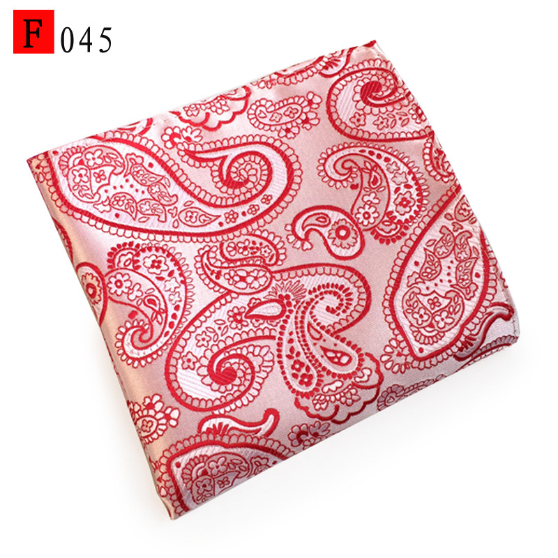 En stock suministro de poliéster jacquard puntos de anacardo moda casual Toalla de bolsillo de los hombres pequeña bufanda cuadrada pañuelo Toalla de pecho