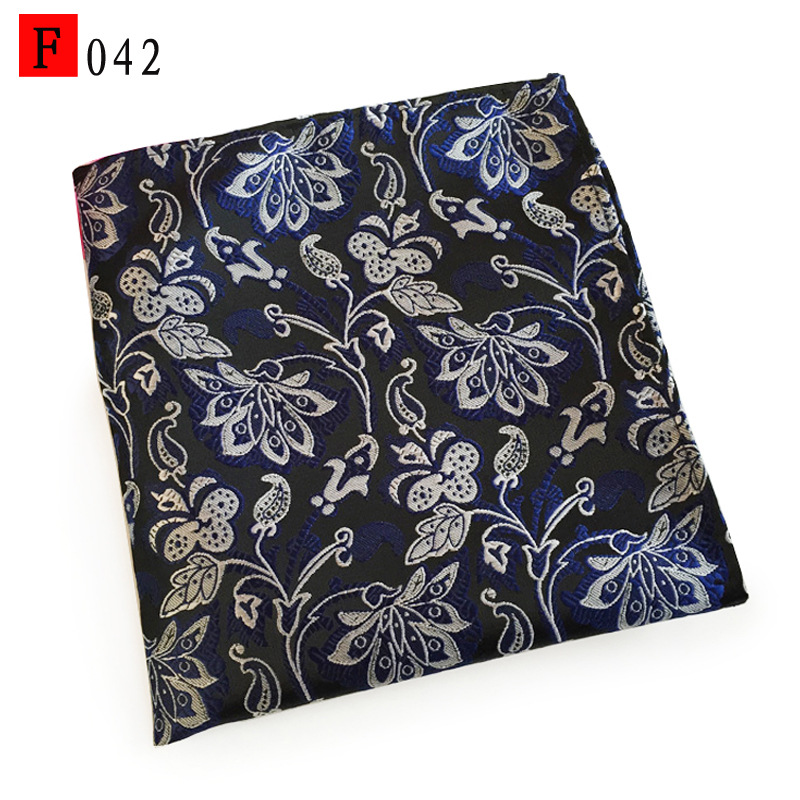 En stock suministro de poliéster jacquard puntos de anacardo moda casual Toalla de bolsillo de los hombres pequeña bufanda cuadrada pañuelo Toalla de pecho