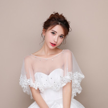 网纱蕾丝披肩女薄款套头斗篷新娘婚纱礼服结婚披肩eBay 亚马逊