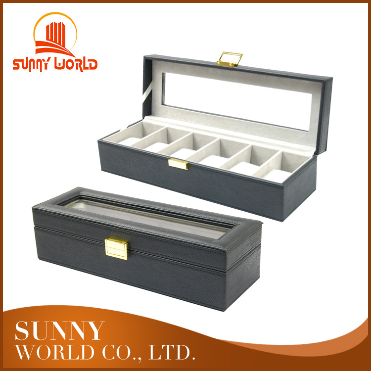 高端皮制长方形手表盒高级感PU皮革包装首饰礼盒高档皮质手表盒