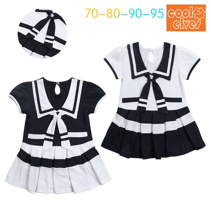 Foreign trade children's clothing wholesale primary source baby navy dress girl princess dress summer short sleeve girl dress