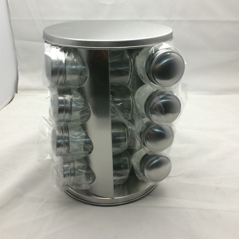 不锈钢16件调味瓶旋转架粉筒烧烤调味品调料瓶套装收纳储物罐子