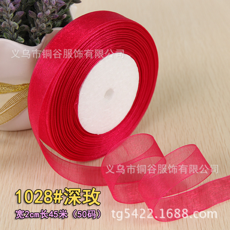 Para el comercio electrónico transfronterizo cinta transparente arco cinta de gasa 2,5 cm cinta de gasa de color DIY accesorios para el cabello