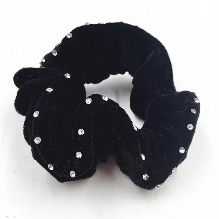 40 Diamond pure black flannel hair flower middle-aged hair accessories simple plate hair tie big cloth ring 2 yuan store supply