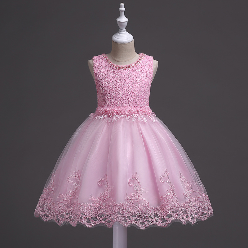 Children's lace evening dress, small princess costume, suit, for teenagers, flowered, tutu skirt 3