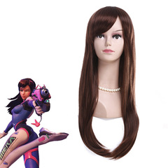 Blizzard game Overwatch D.VA Dva Song Hana daily red brown cosplay wig