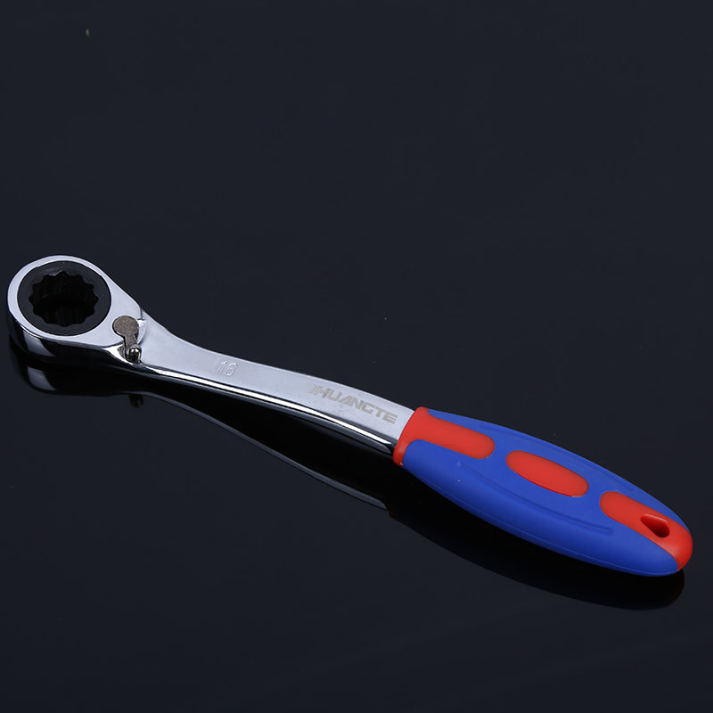 Llave de trinquete de doble propósito con mango de plástico, llave de trinquete de múltiples especificaciones, herramientas de ferretería para el hogar al por mayor.