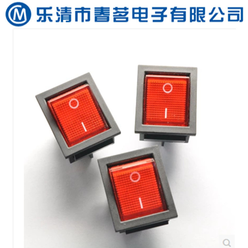 厂家供应红色船型开关KCD4-201 4脚2档带灯 翘板电源开关16A/250V