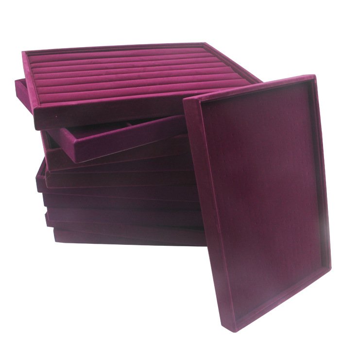 首饰盘绒布展示盒项链托盘戒指盒耳钉收纳盒子珠宝饰品展示架橱窗