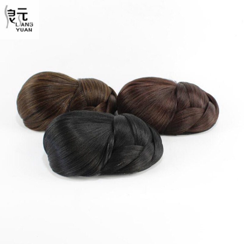 Bridal Braided Meatballs Hair Baun Wigs High Temperature Silk Matte Retro Bauon Hair Bag in stock Wholesale