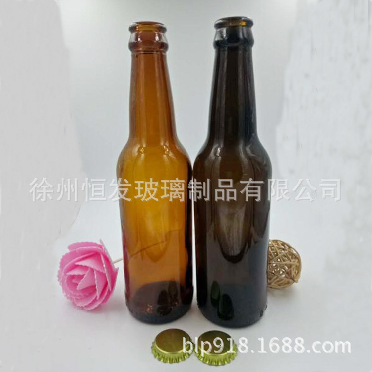 批发茶色330ml啤酒瓶棕色玻璃瓶500ml冰酒瓶 汽水饮料瓶丝印logo
