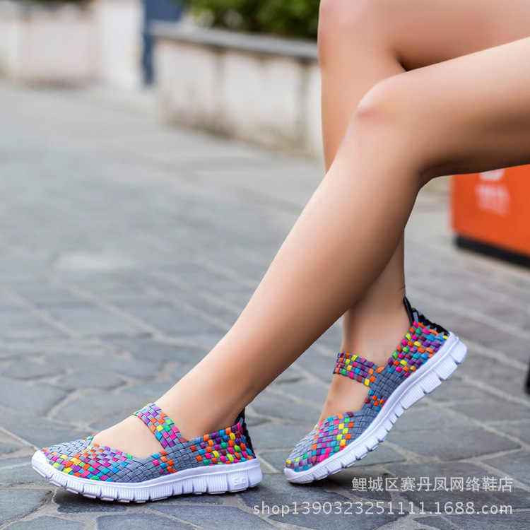 Large Size Women's Shoes, Summer Hand-Woven Shoes, Flat Lightweight Women's Shoes, Korean Style Breathable Sandals, Sports and Leisure Shoes, Trendy