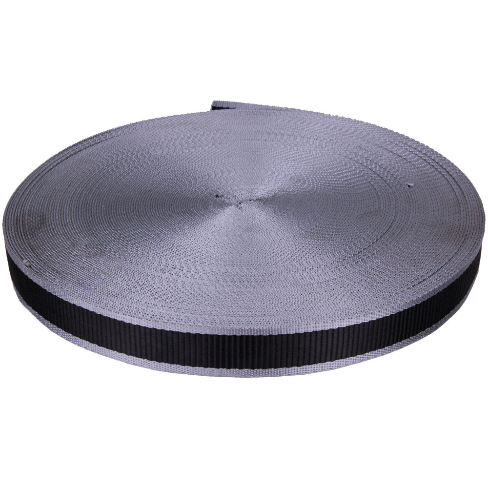 灰间黑间色仿尼龙带子1.5寸3.2公分1寸2分高强涤纶间色织带现货