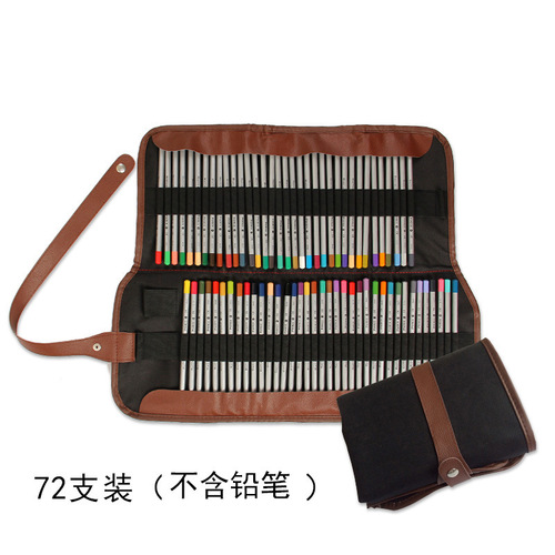 Pen Curtain Wholesale Student and Children Multifunctional Stationery Storage Retro Canvas Simple Solid Color Sketch Black Pen Bag