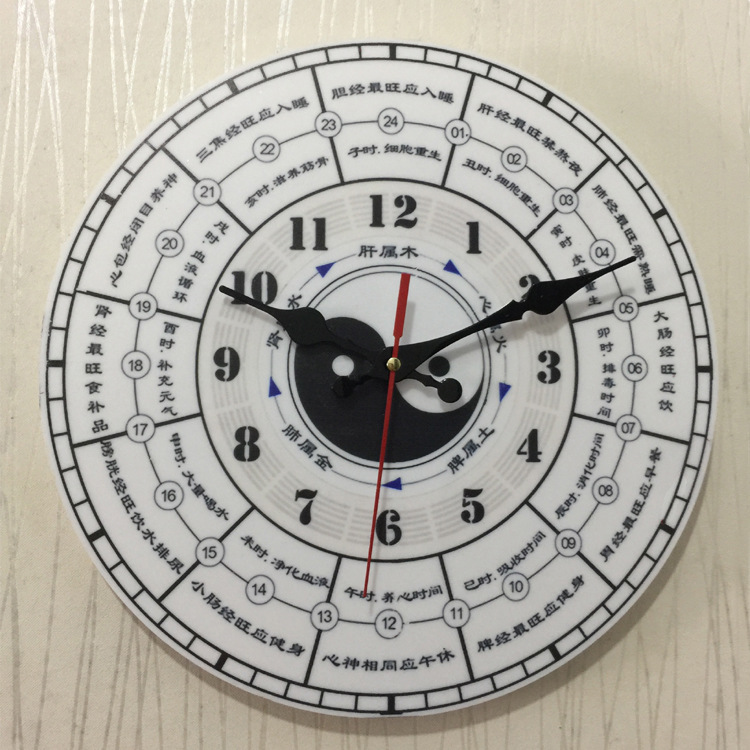 Factory wholesale hanging clock Chinese ziwu flow Tai Chi clock foot bath foot Road wall clock